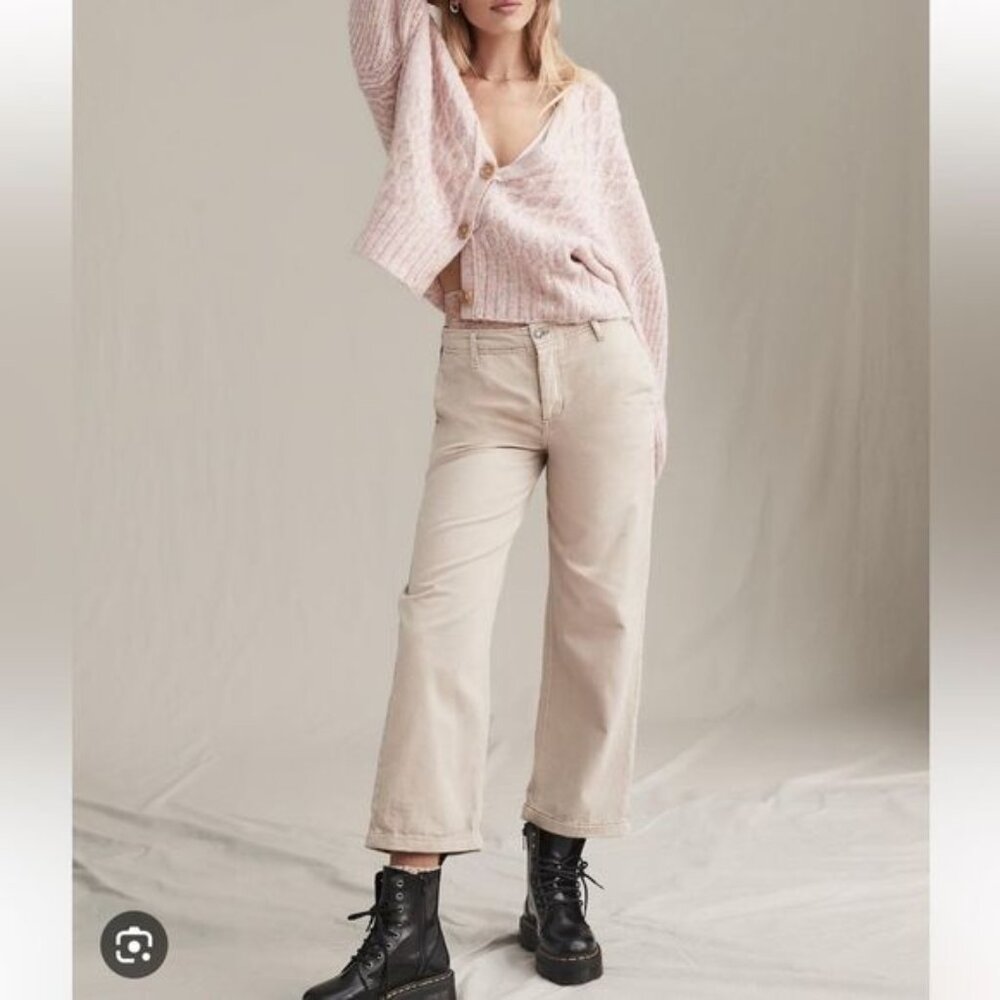 FREE PEOPLE White/ivory relaxed boyfriend oversized chino pants size 26